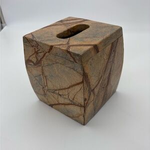 Vintage Luxe Brown Marble Tissue Box Cover - Heavy